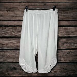 Oh My Gauze 2 Beth White Capri Cotton Pants Wide Leg Size L/XL Made In Mexico